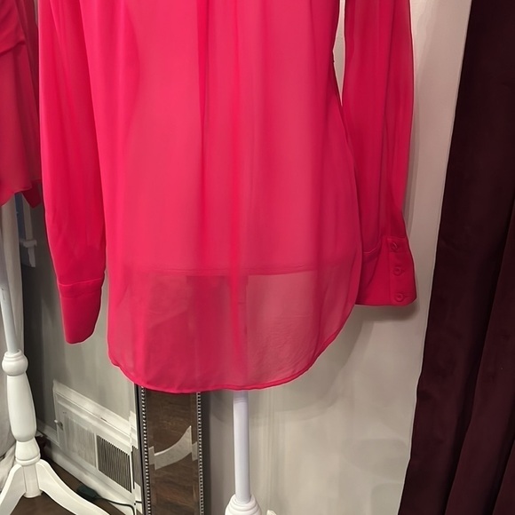 BCBGMAXAZRIA Azalea Pink Sheer Top Size Small - Picture 7 of 10